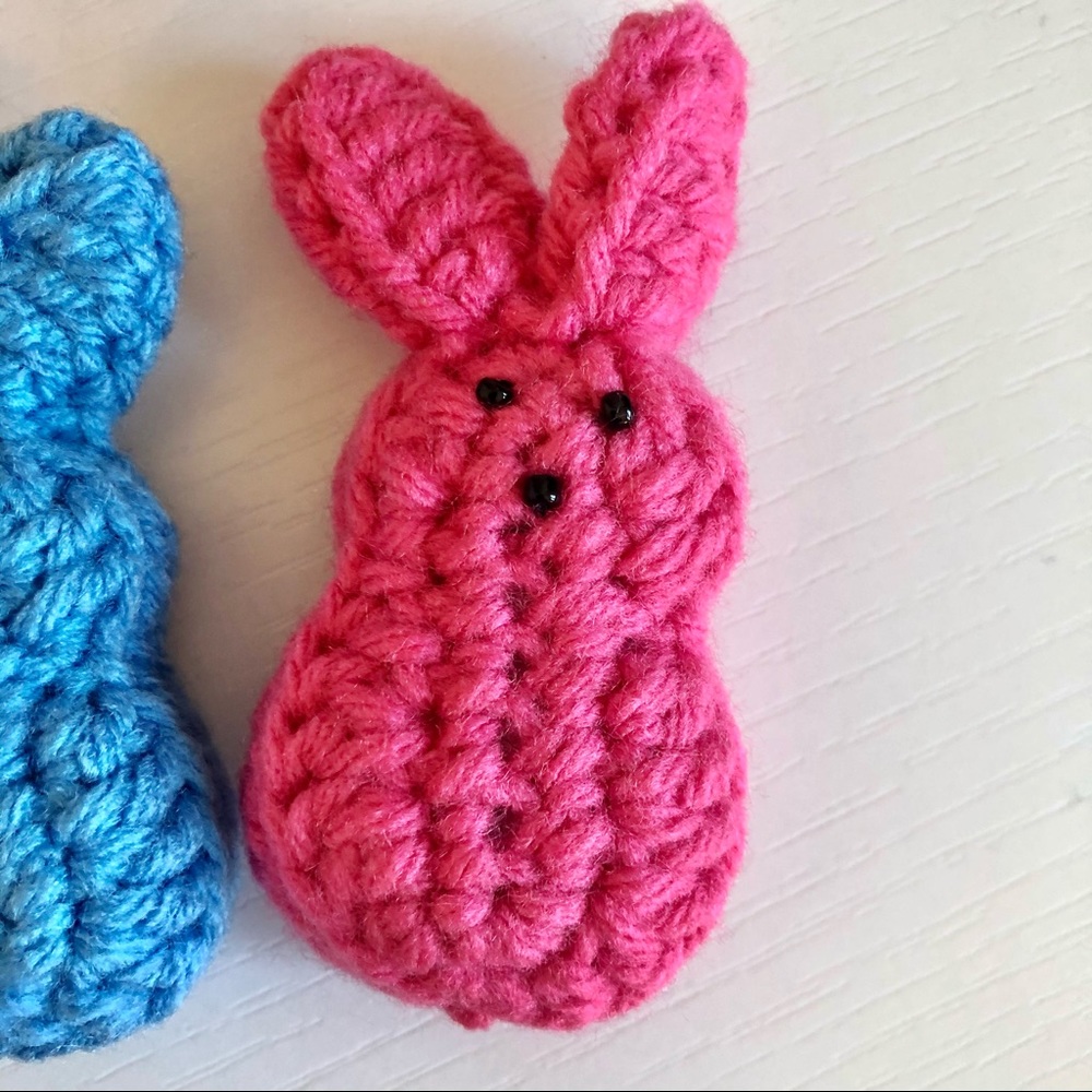 Hand Crafted Crocheted Easter Bunny Peeps handmade set of 5 stuffed animals - Picture 9 of 9
